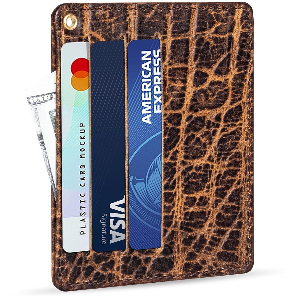 6707 Leather Card Holder Full Grain Leather Hand-made 6 Cards Slots